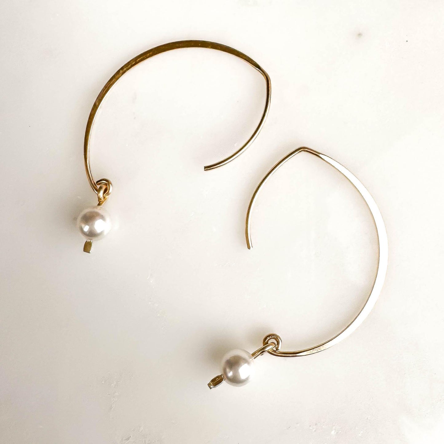 Pearl Swoop Threader Earrings, Sterling Silver