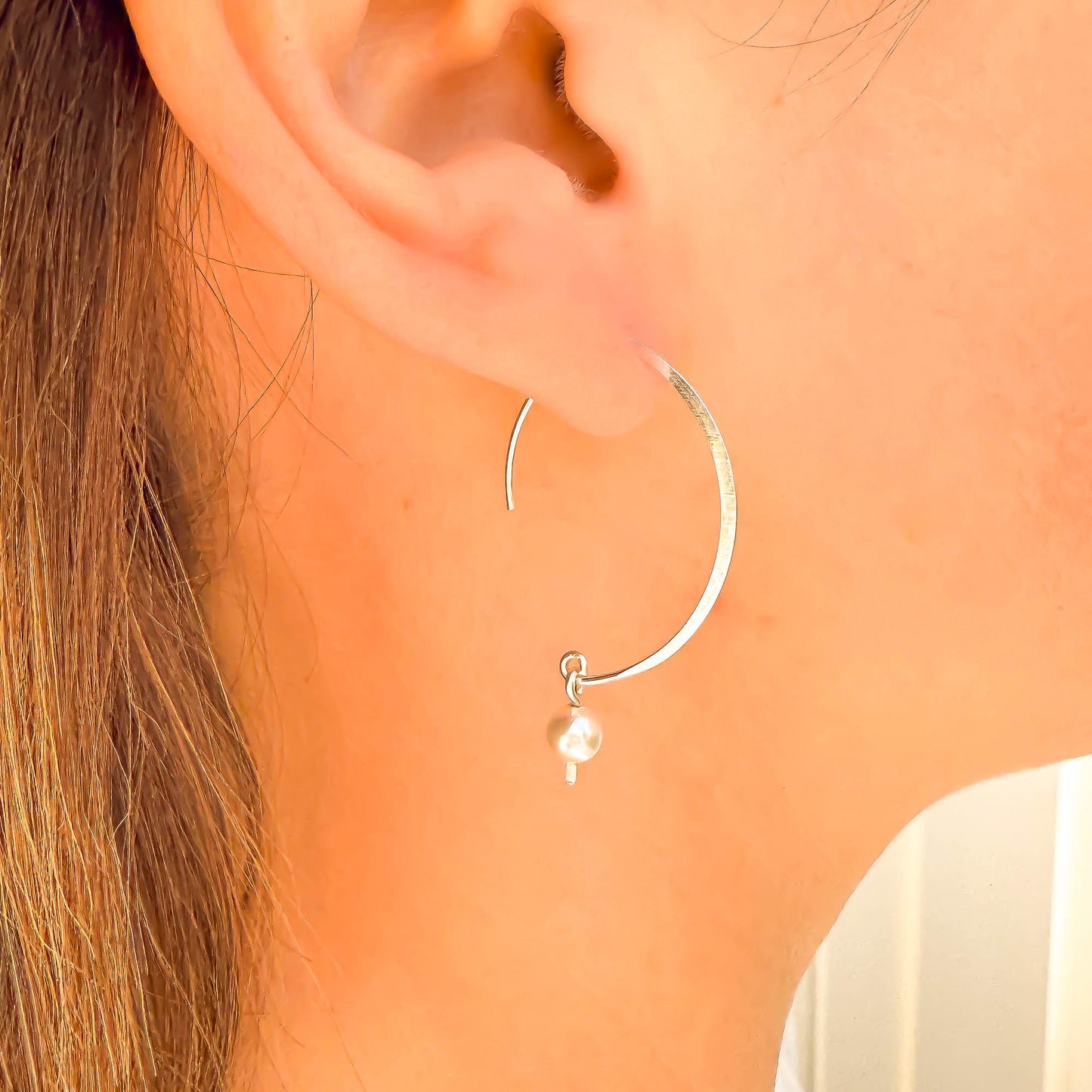Turquoise Swoop Threader Earrings, Sterling Silver