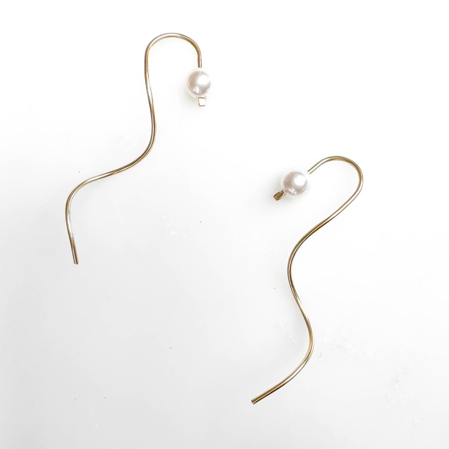 Pearl Spiral Earrings, 14K Gold Filled