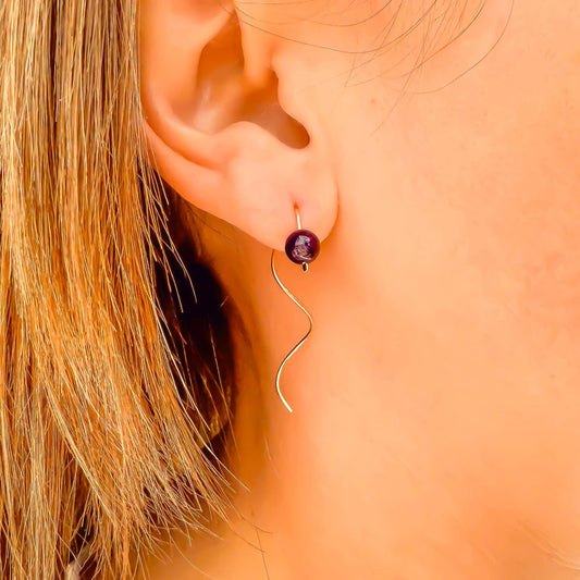 Amethyst Spiral Earrings, 14K Gold Filled
