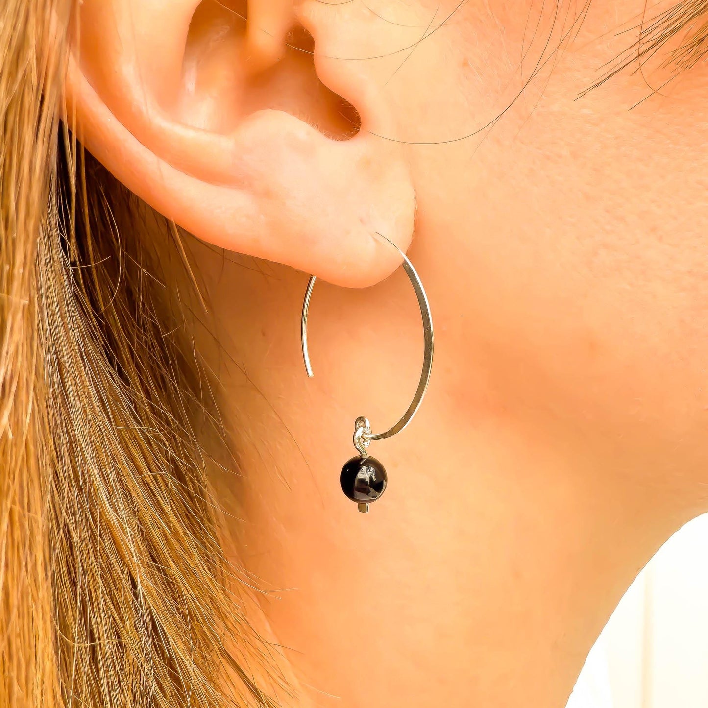 Turquoise Swoop Threader Earrings, Sterling Silver