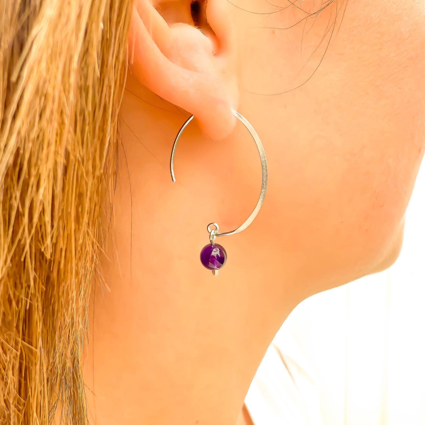 Turquoise Swoop Threader Earrings, Sterling Silver