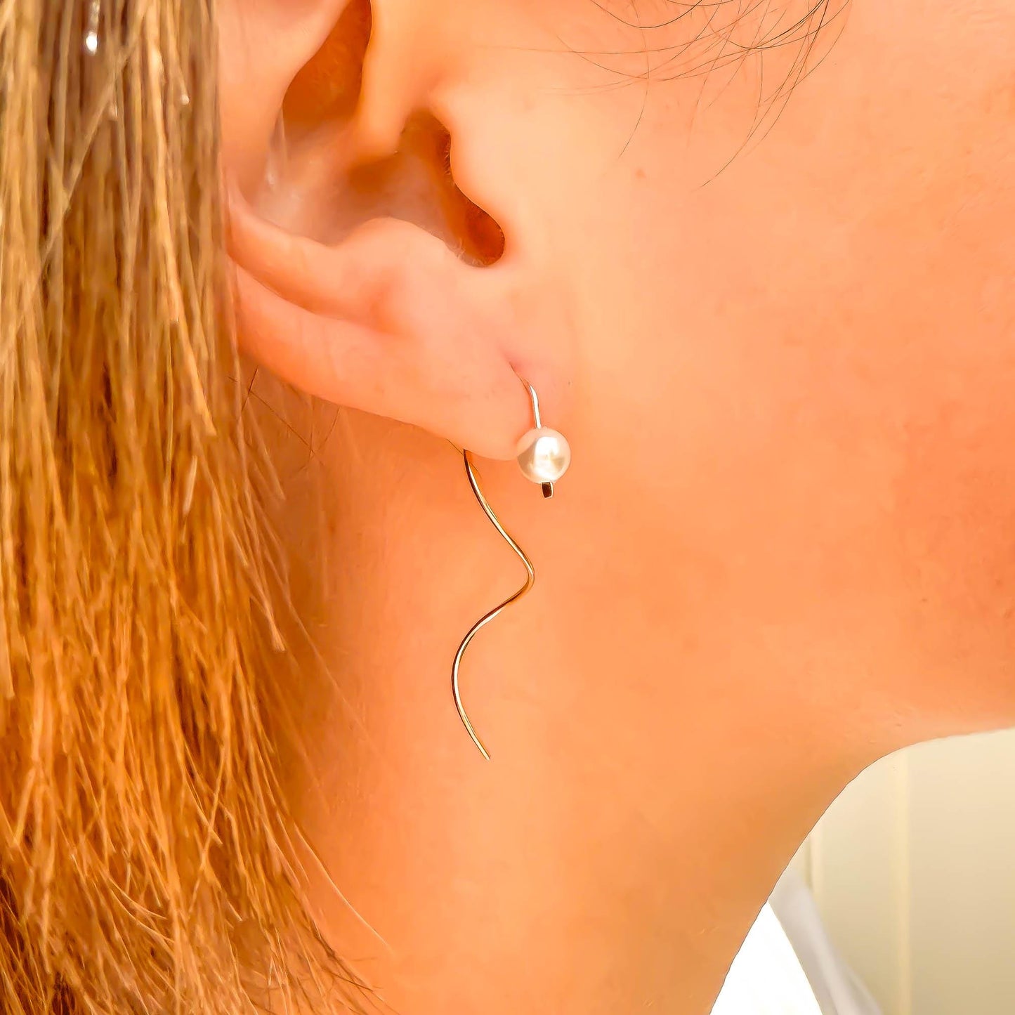 Turquoise Spiral Earrings, 14K Gold Filled