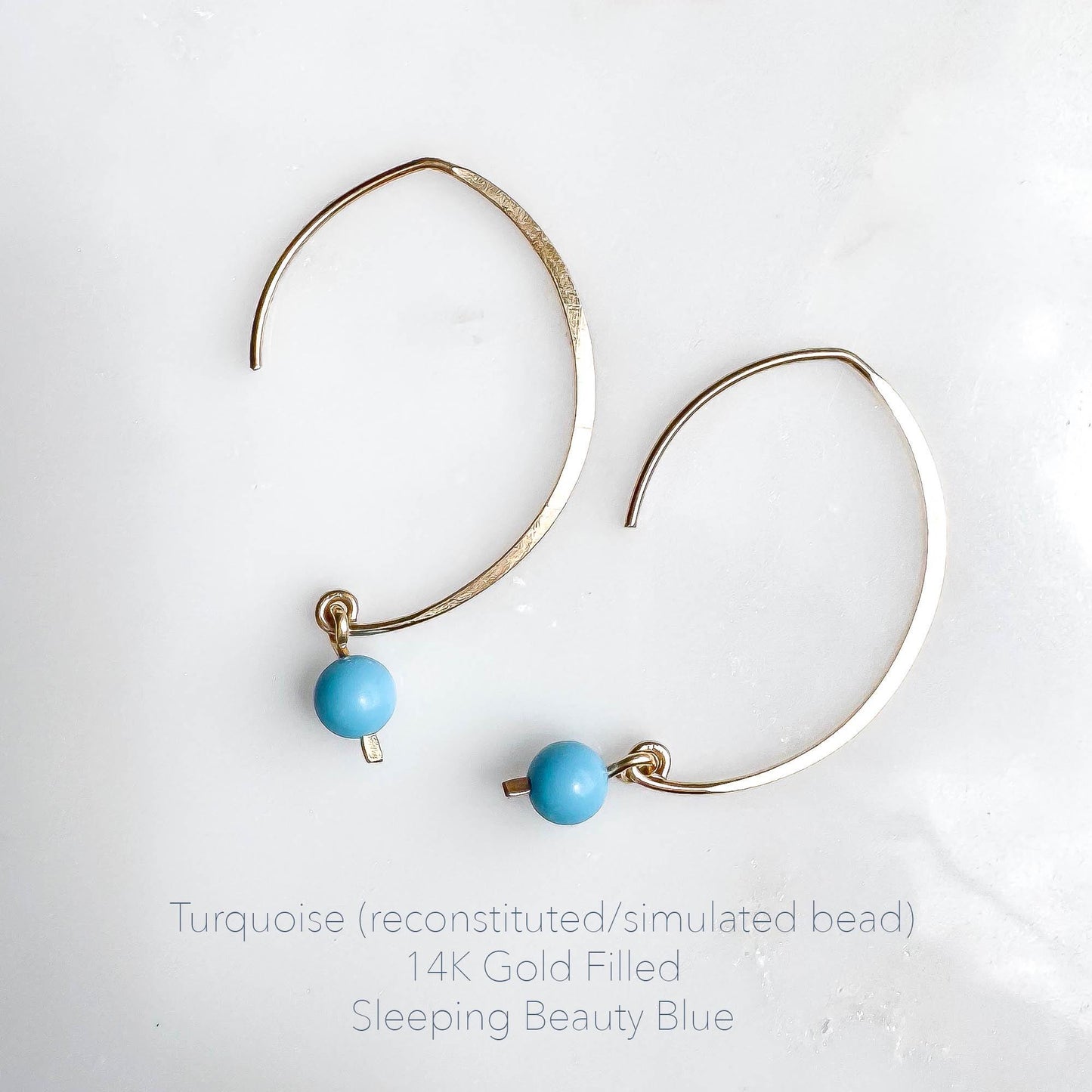 Turquoise Swoop Threader Earrings, 14K Gold Filled
