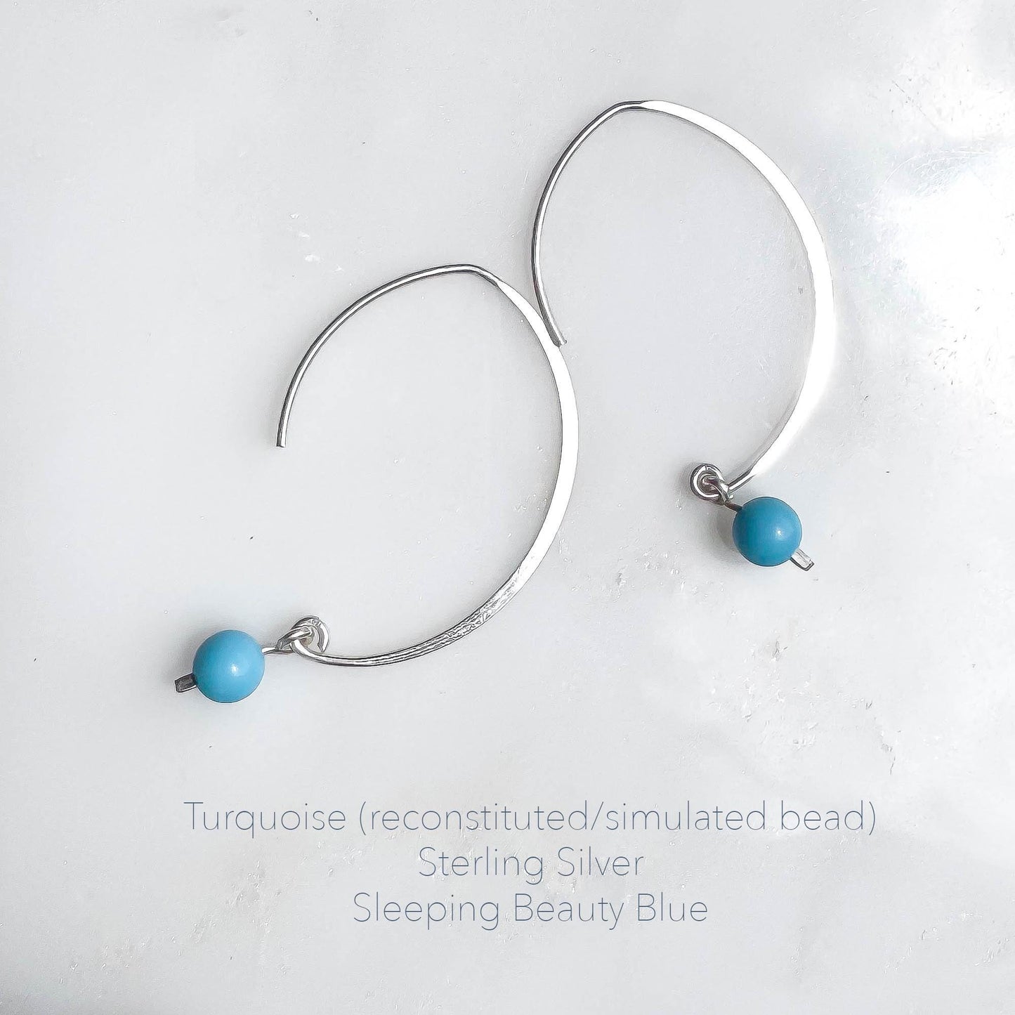 Turquoise Swoop Threader Earrings, Sterling Silver
