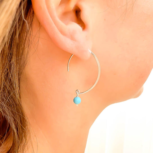 Turquoise Swoop Threader Earrings, Sterling Silver