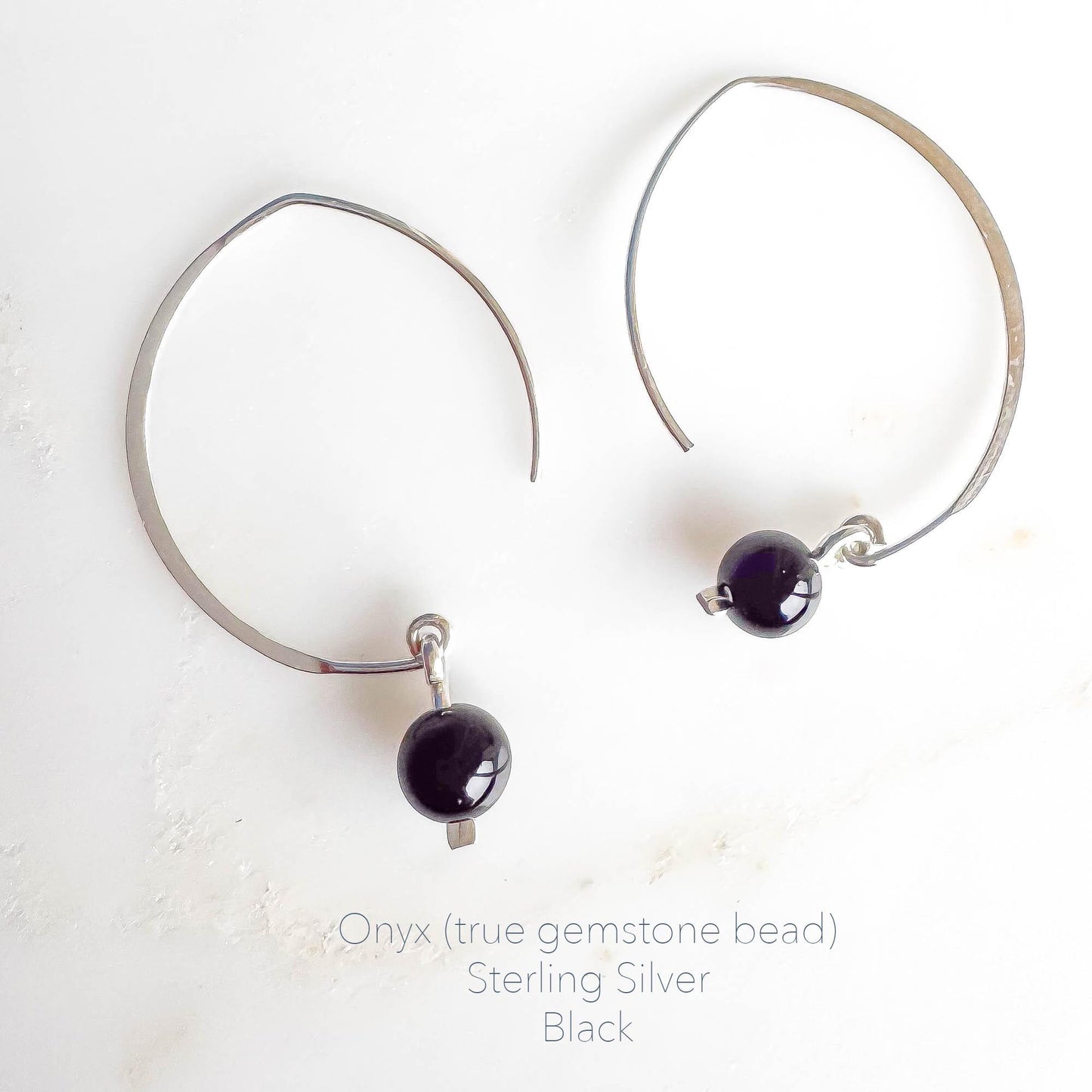 Onyx Swoop Threader Earrings, Sterling Silver