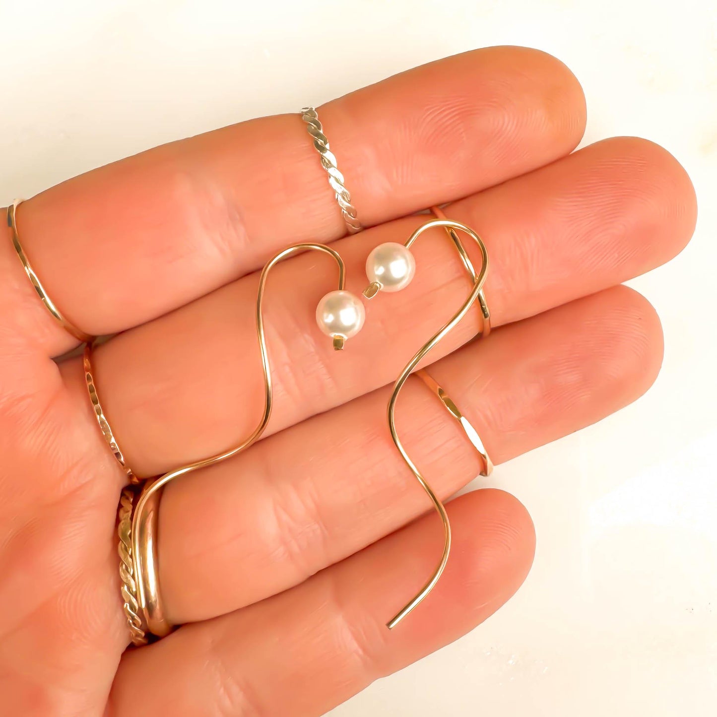 Pearl Spiral Earrings, 14K Gold Filled