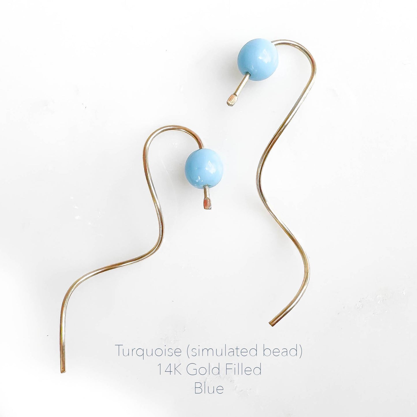 Turquoise Spiral Earrings, 14K Gold Filled