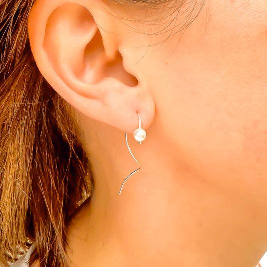 Pearl Spiral Earrings, Sterling Silver