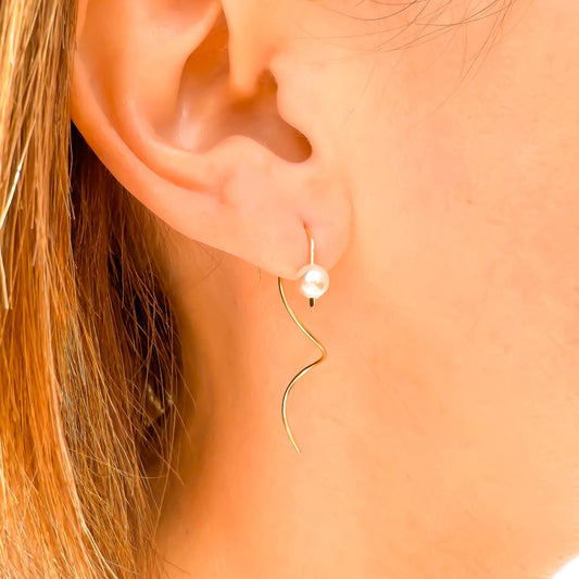 Pearl Spiral Earrings, 14K Gold Filled