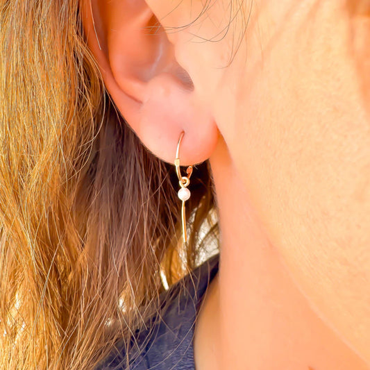 That Girl: Pearl Drop Mini Hoops, 14K Gold Filled