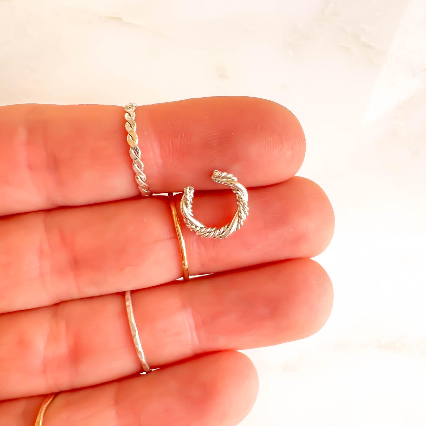 Braided Twist Mini Ear Cuff, Sterling Silver