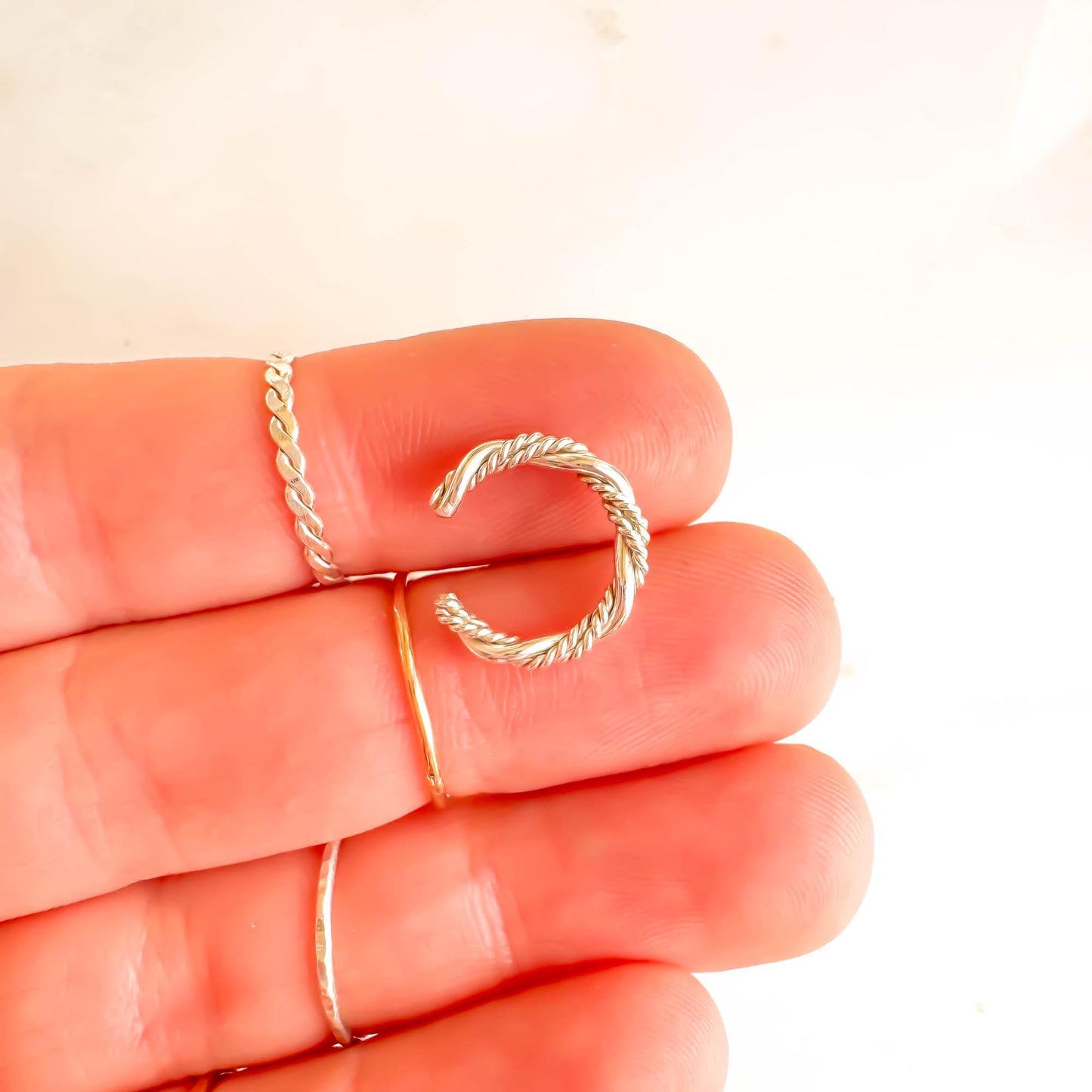 Conch Braided Twist Ear Cuff, Sterling Silver