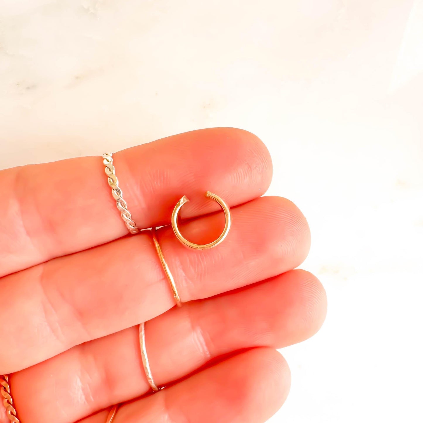 Thick Hammered Cartilage Ear Cuff, 14K Gold Filled