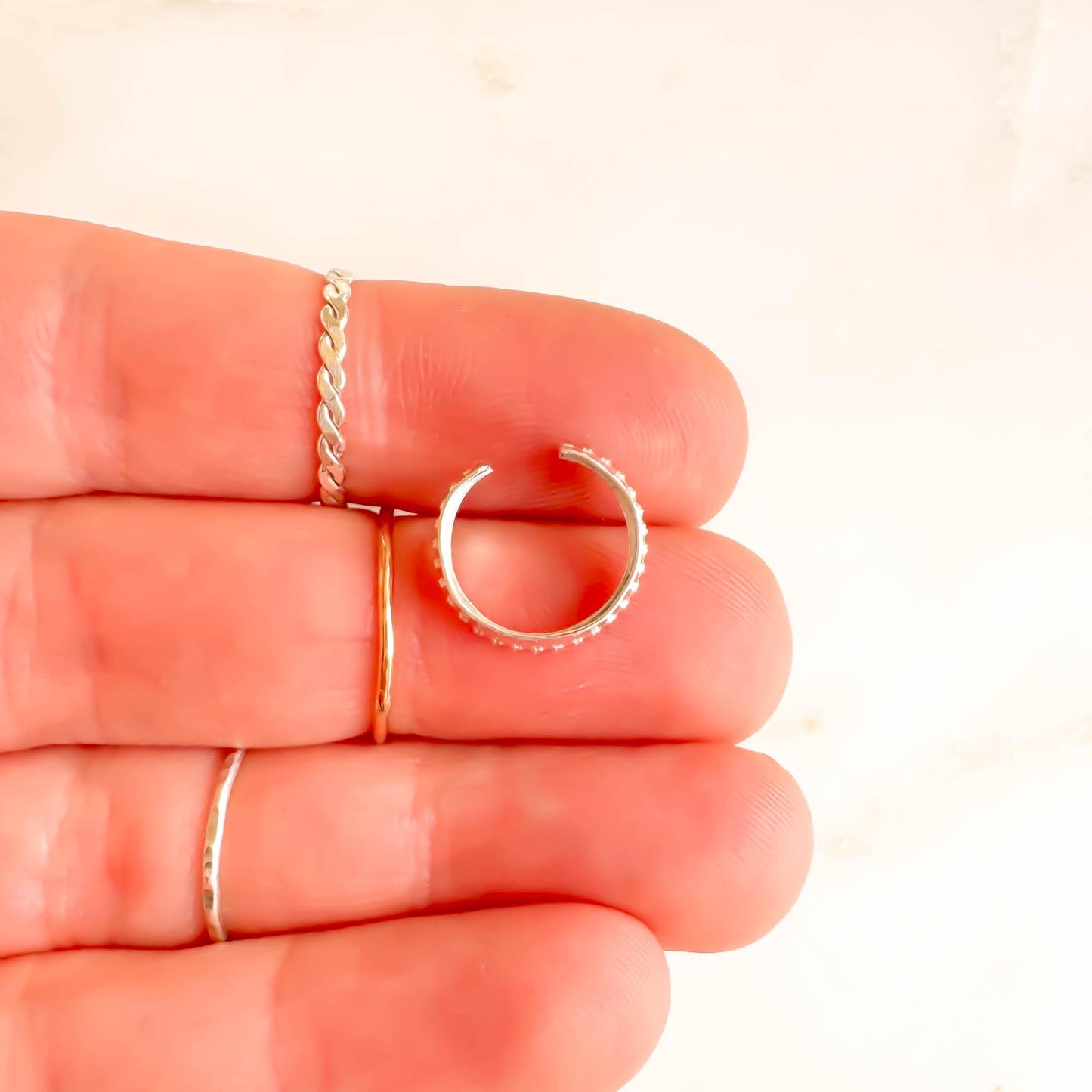 Conch Dot Ear Cuff, Sterling Silver