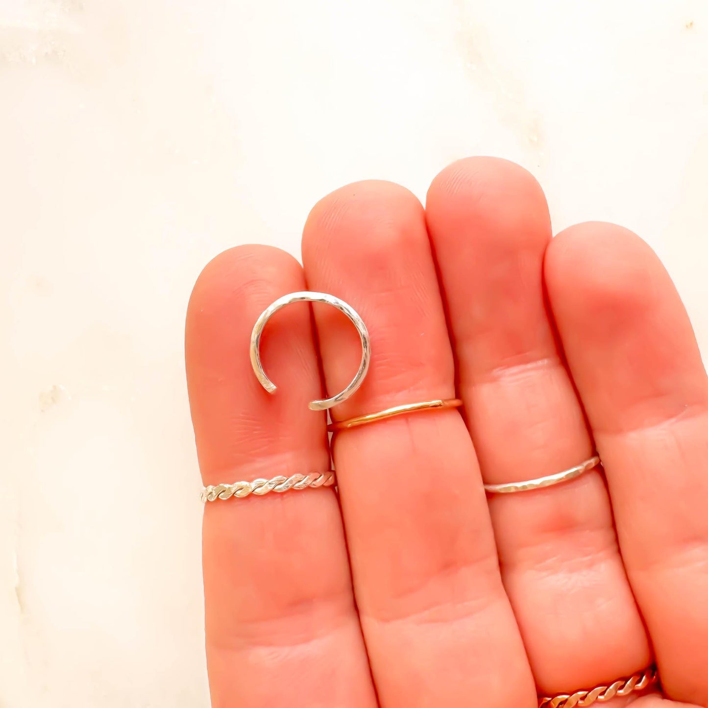 Conch Square Edged Ear Cuff, Sterling Silver