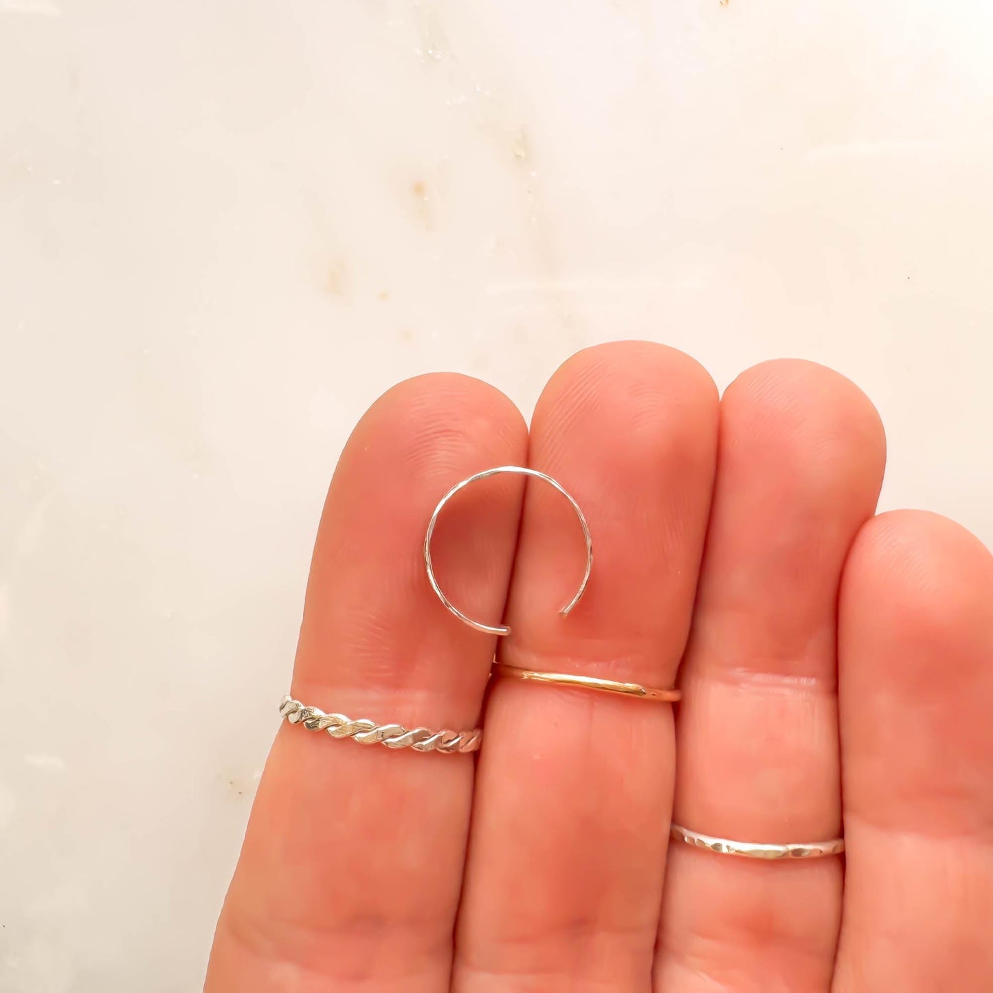 Subtle Hammered Finish Conch Ear Cuff, Sterling Silver