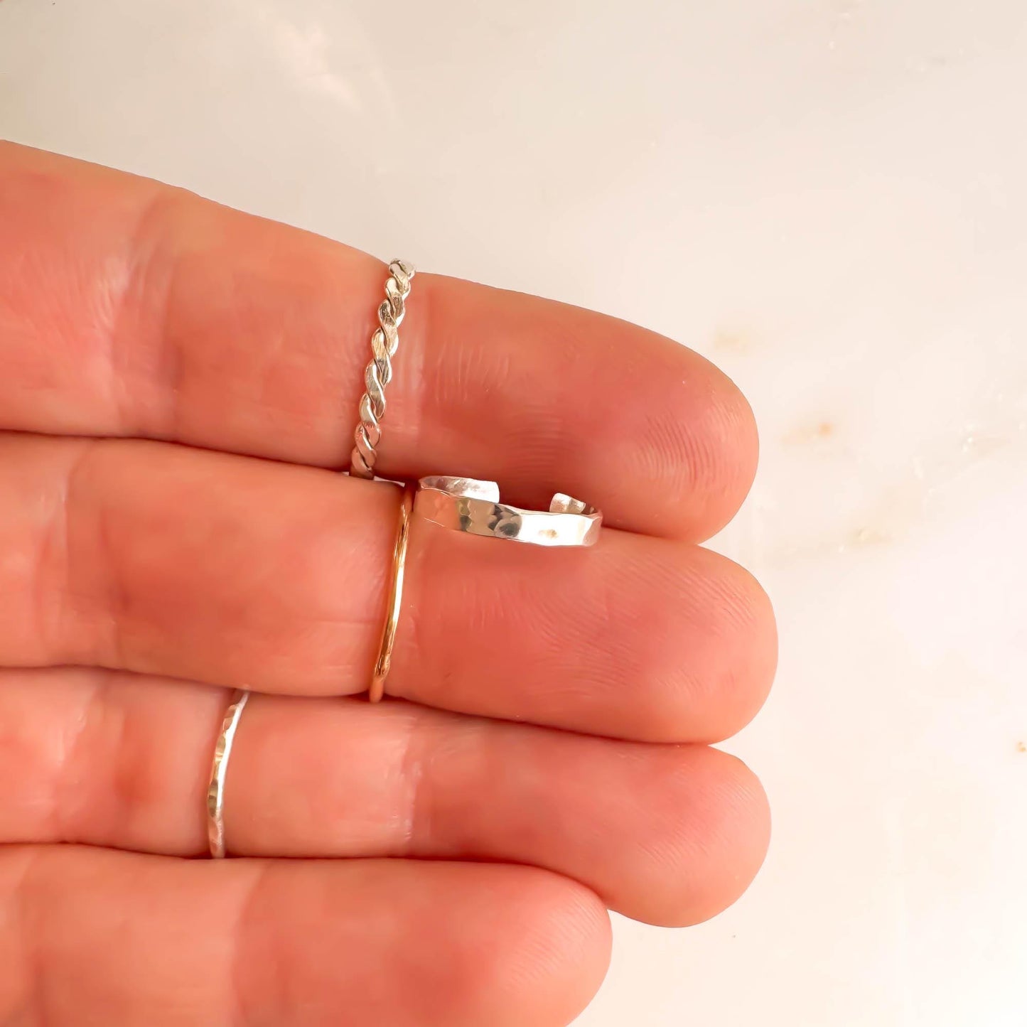 Subtle Hammered Finish Conch Ear Cuff, Sterling Silver