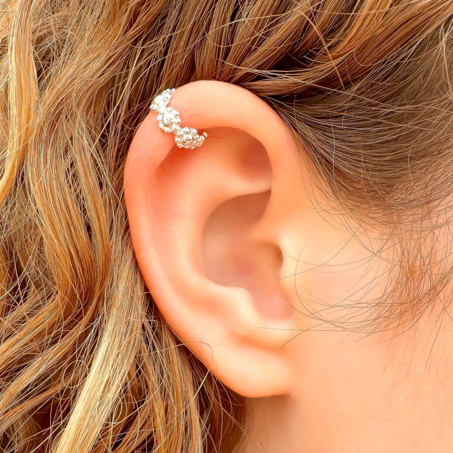 Flower Mini Ear Cuff, Sterling Silver