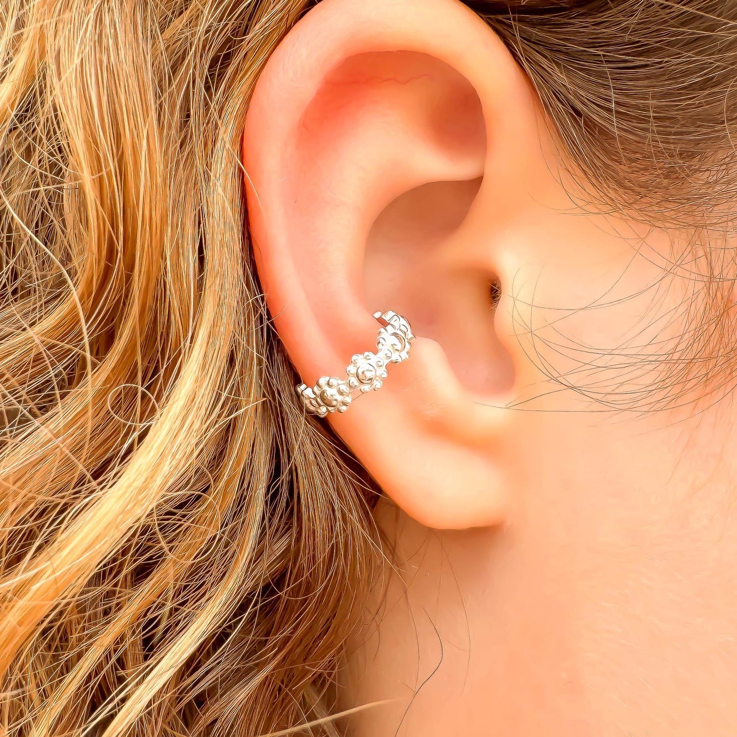 Flower Ear Cuff Conch, Sterling Silver