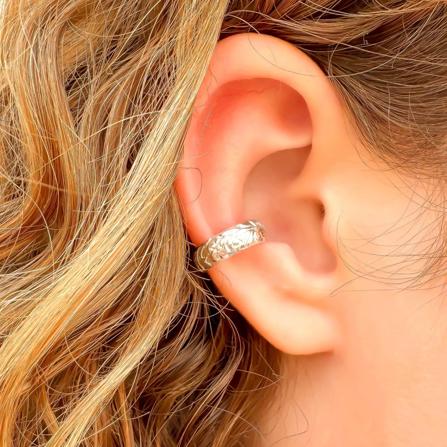 Floral Ear Cuff Conch, Sterling Silver