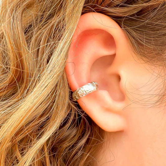 Floral Ear Cuff Conch, Sterling Silver