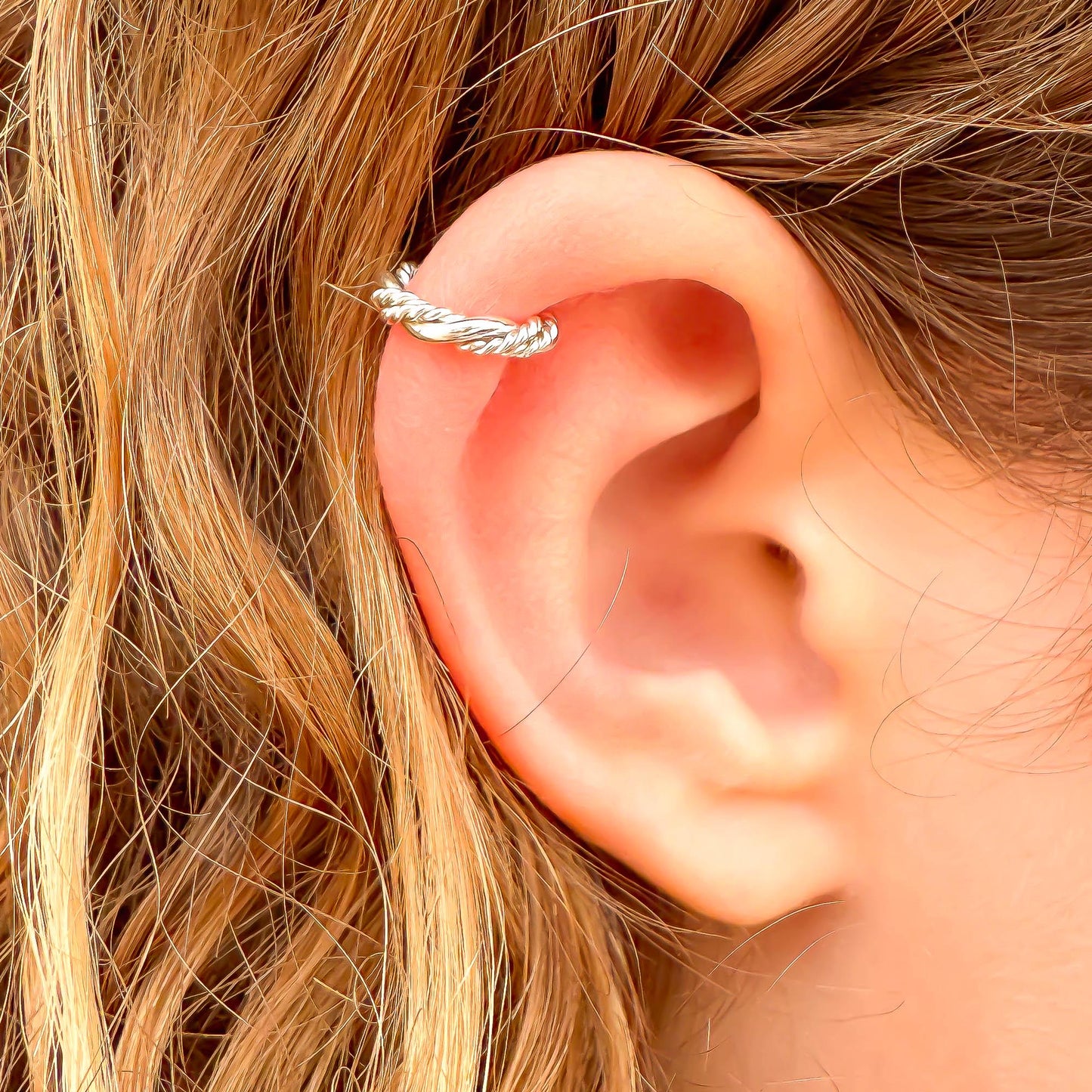Braided Twist Mini Ear Cuff, Sterling Silver