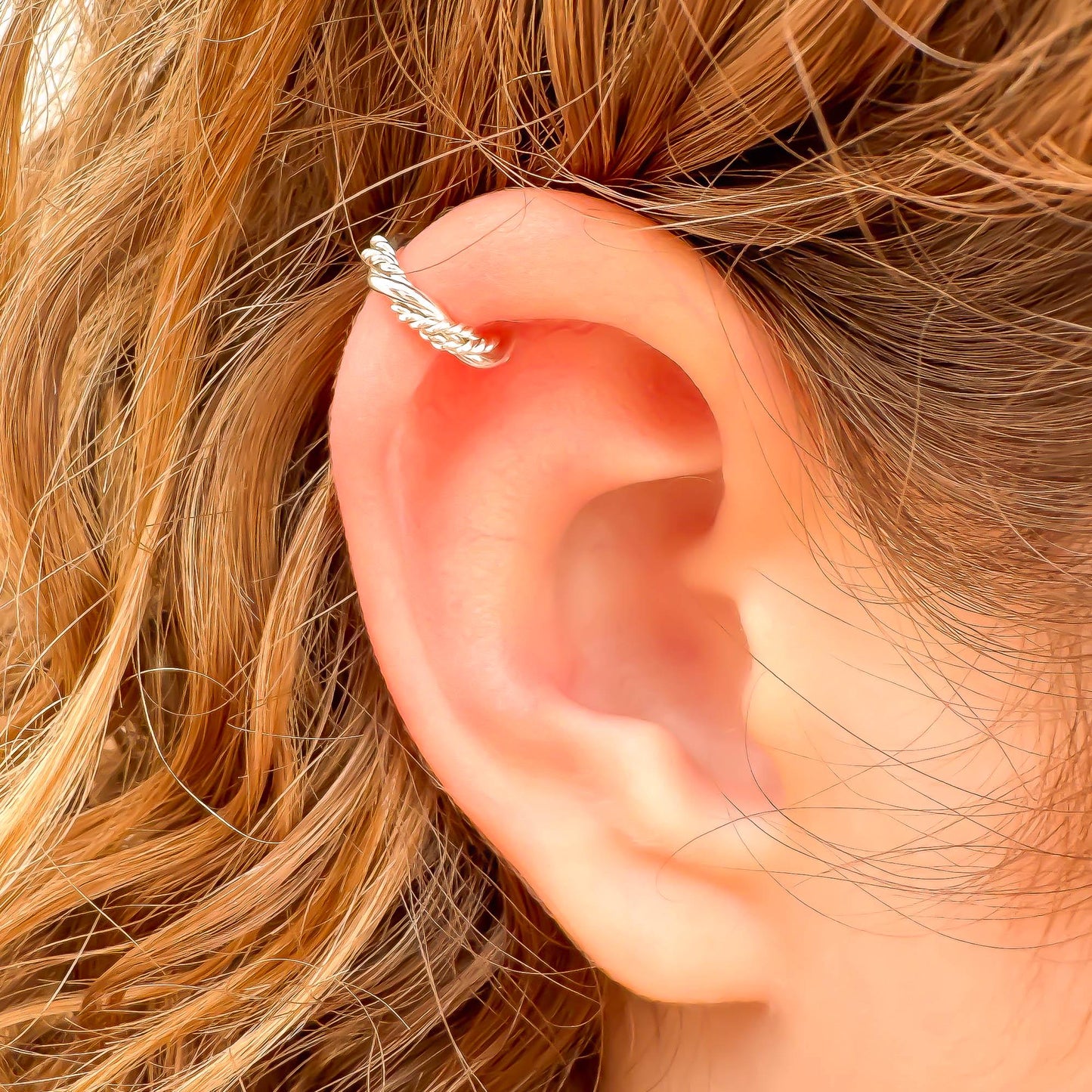 Braided Twist Mini Ear Cuff, Sterling Silver