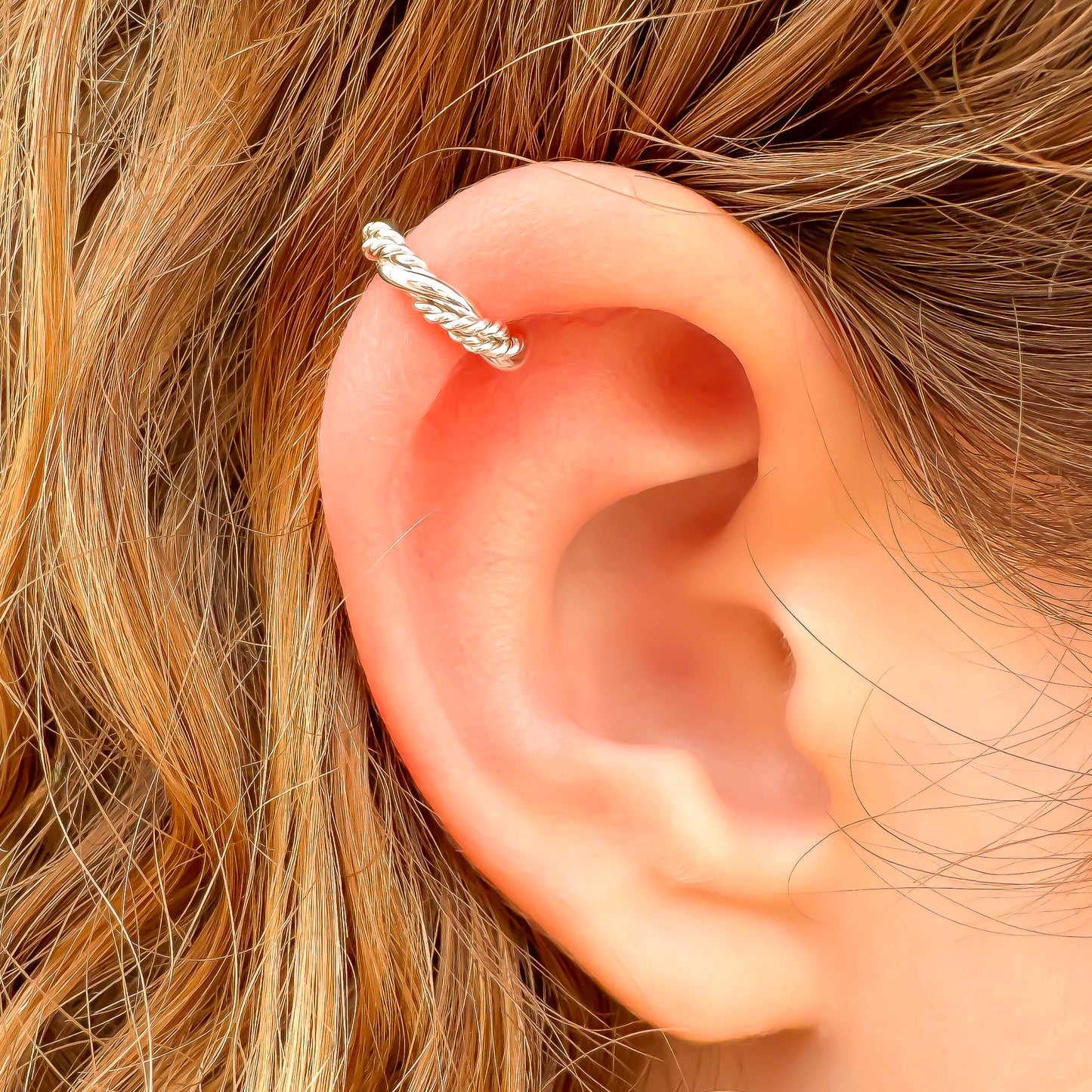 Braided Twist Mini Ear Cuff, Sterling Silver