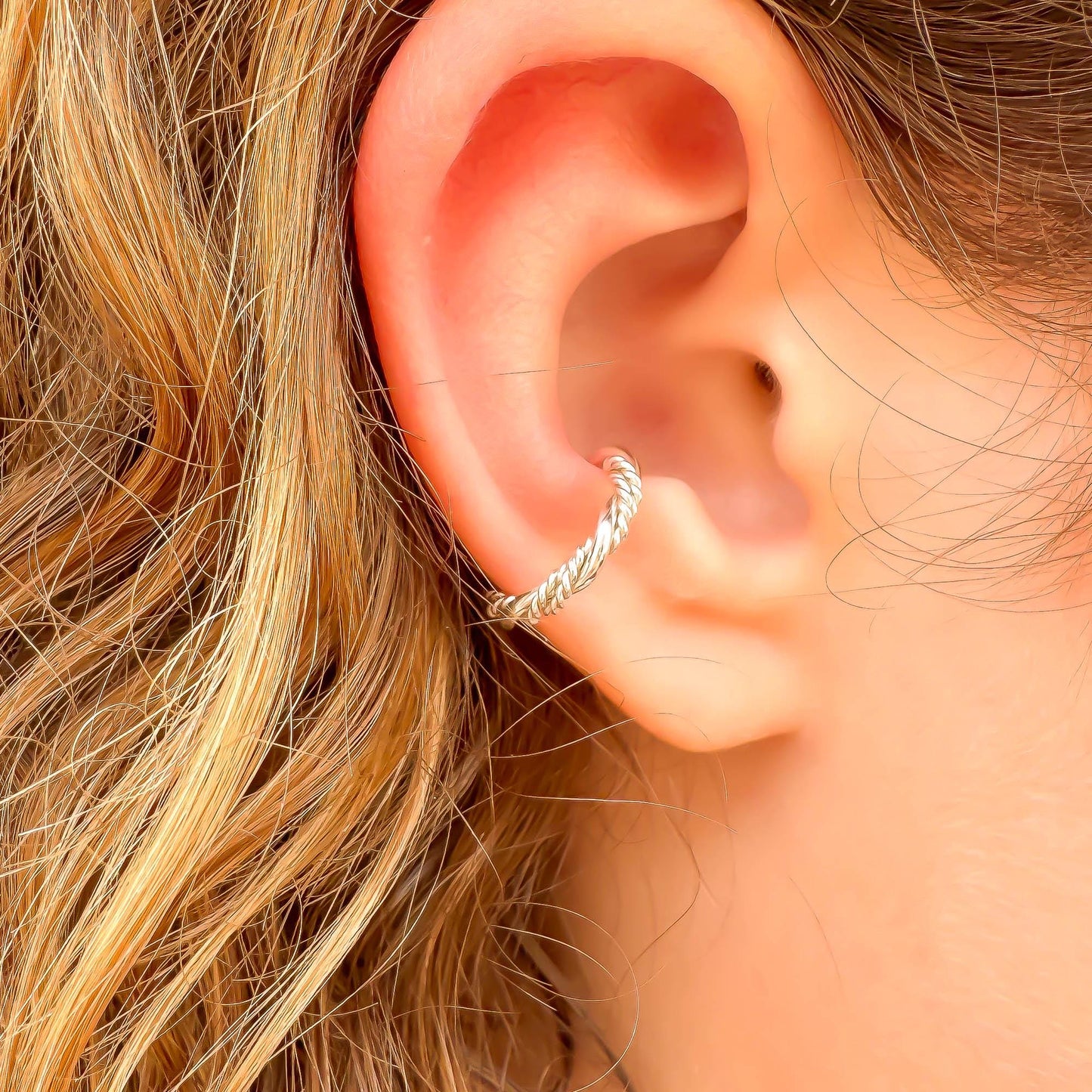 Conch Braided Twist Ear Cuff, Sterling Silver