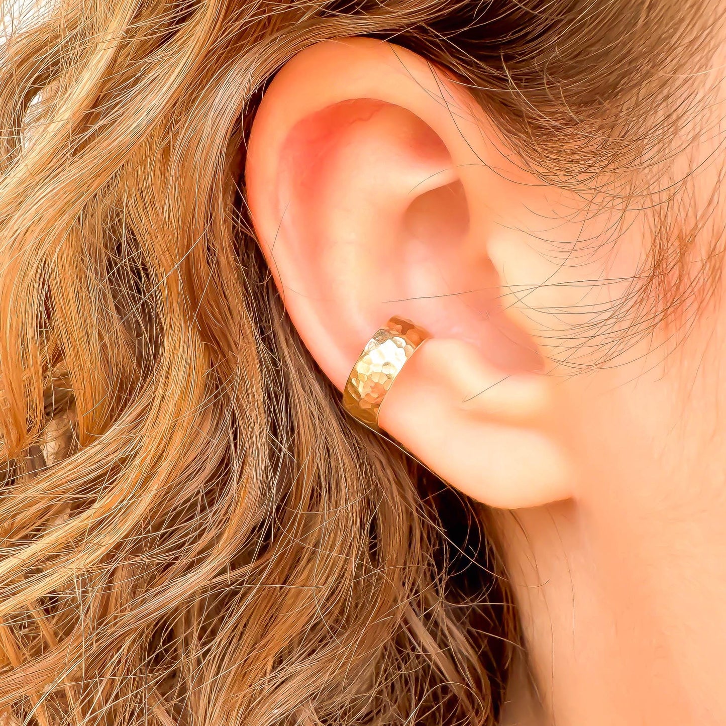 Thick Hammered Conch Ear Cuff, 14K Gold Filled