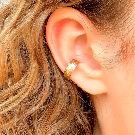 Thick Hammered Conch Ear Cuff, 14K Gold Filled
