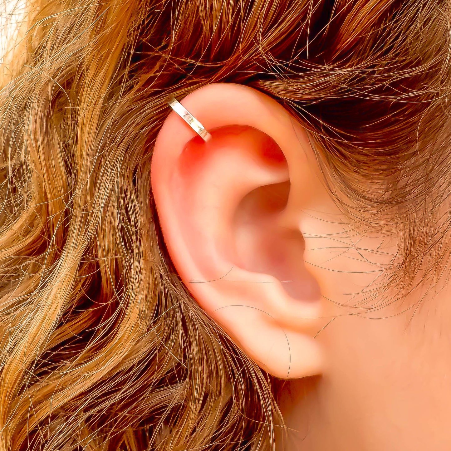 Mini Square Edged Ear Cuff, Sterling Silver