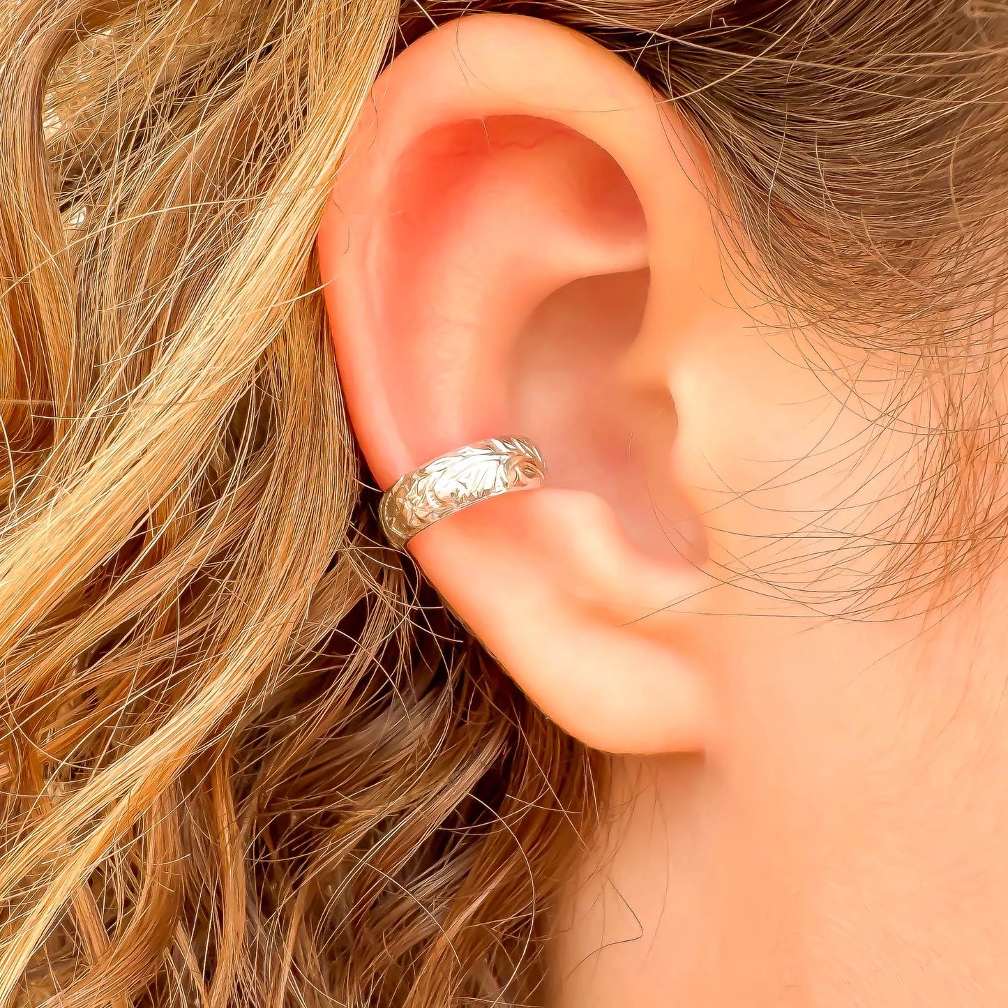 Floral Ear Cuff Conch, Sterling Silver