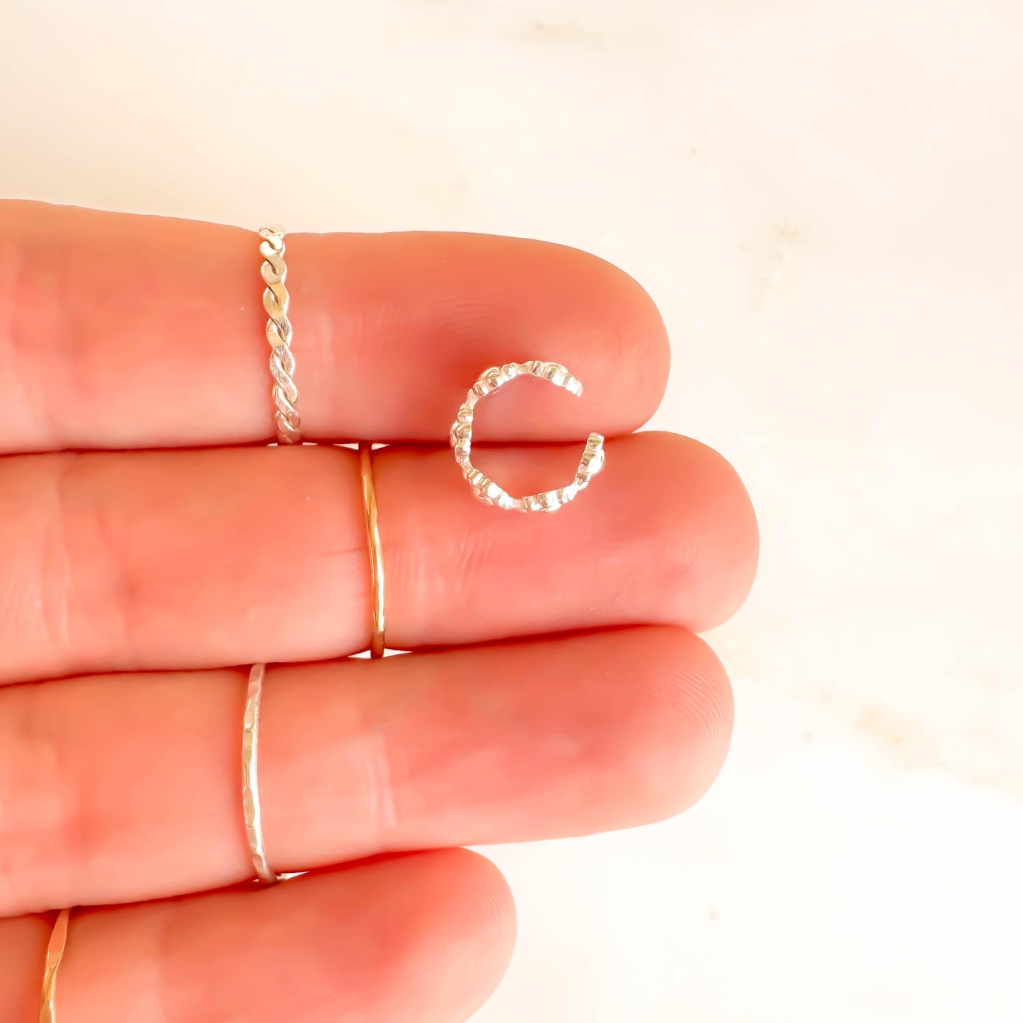 Flower Mini Ear Cuff, Sterling Silver