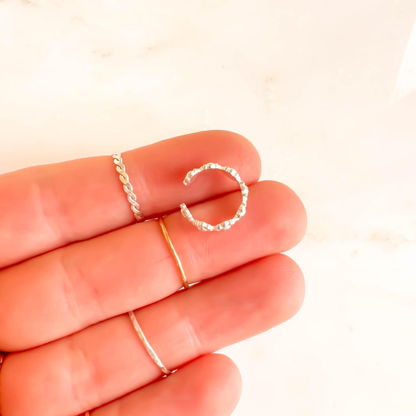 Flower Ear Cuff Conch, Sterling Silver