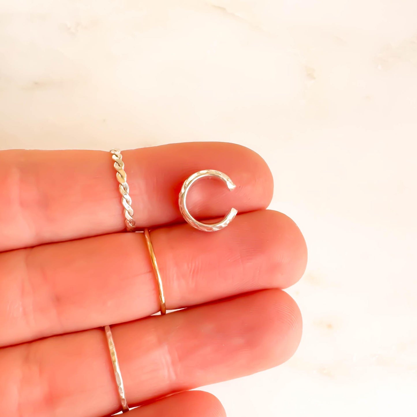 Floral Mini Ear Cuff, Sterling Silver