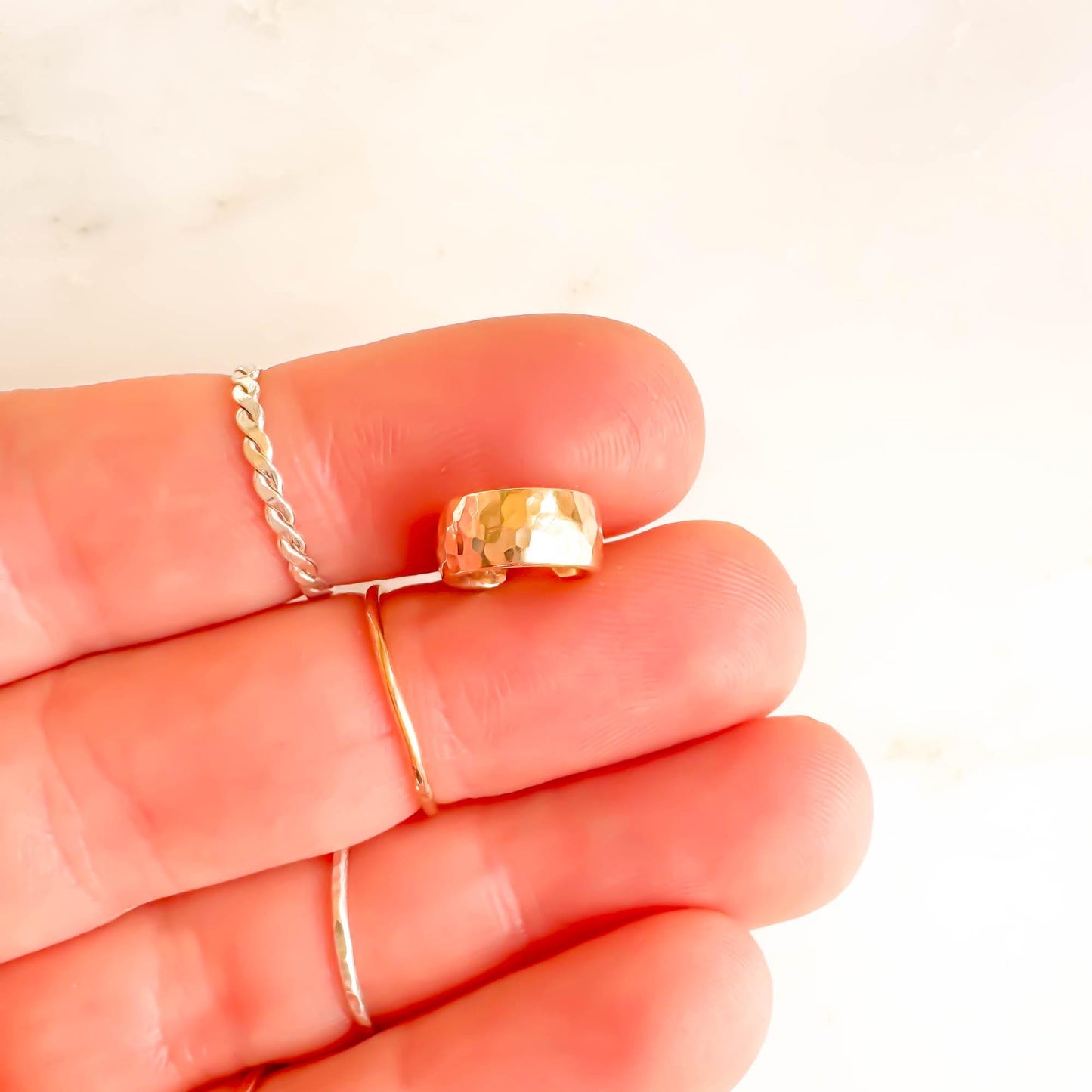 Thick Hammered Cartilage Ear Cuff, 14K Gold Filled