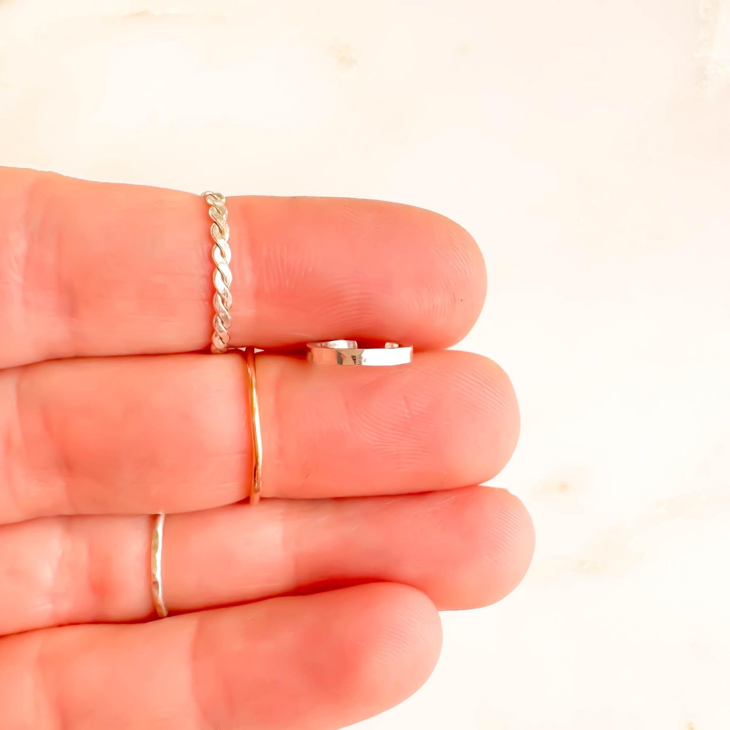 Mini Square Edged Ear Cuff, Sterling Silver