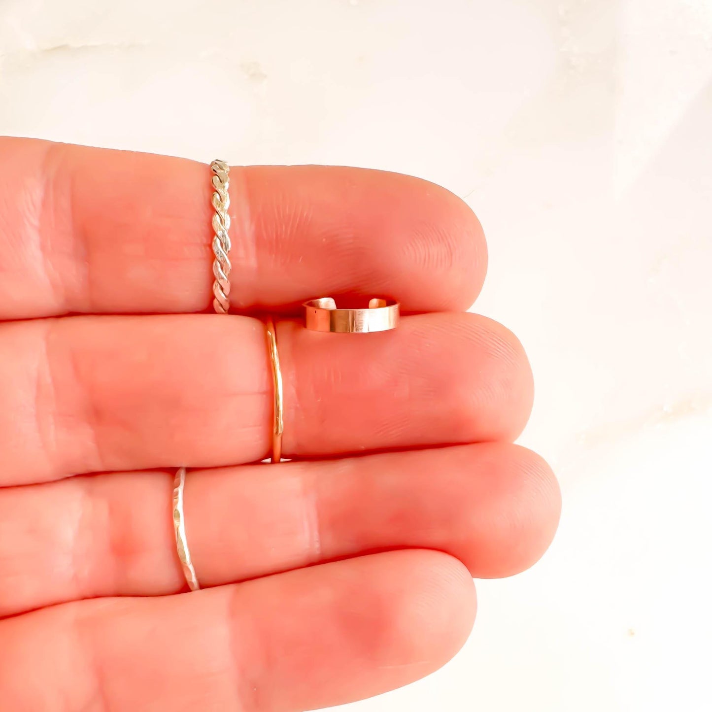 Subtle Textured Finish Mini Ear Cuff, 14K Rose Gold Filled