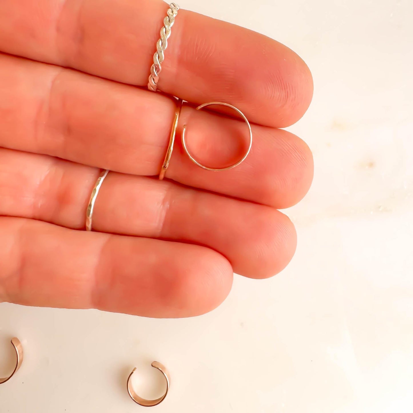 Subtle Hammered Finished Conch Ear Cuff, 14K Rose Gold Filled