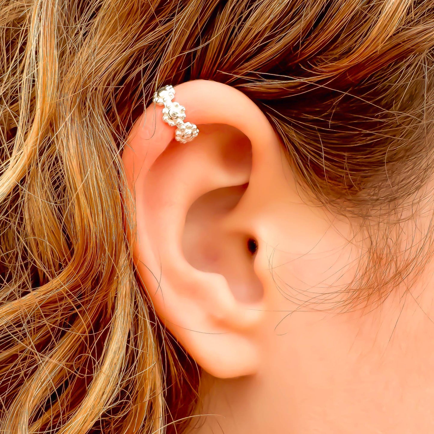 Flower Mini Ear Cuff, Sterling Silver