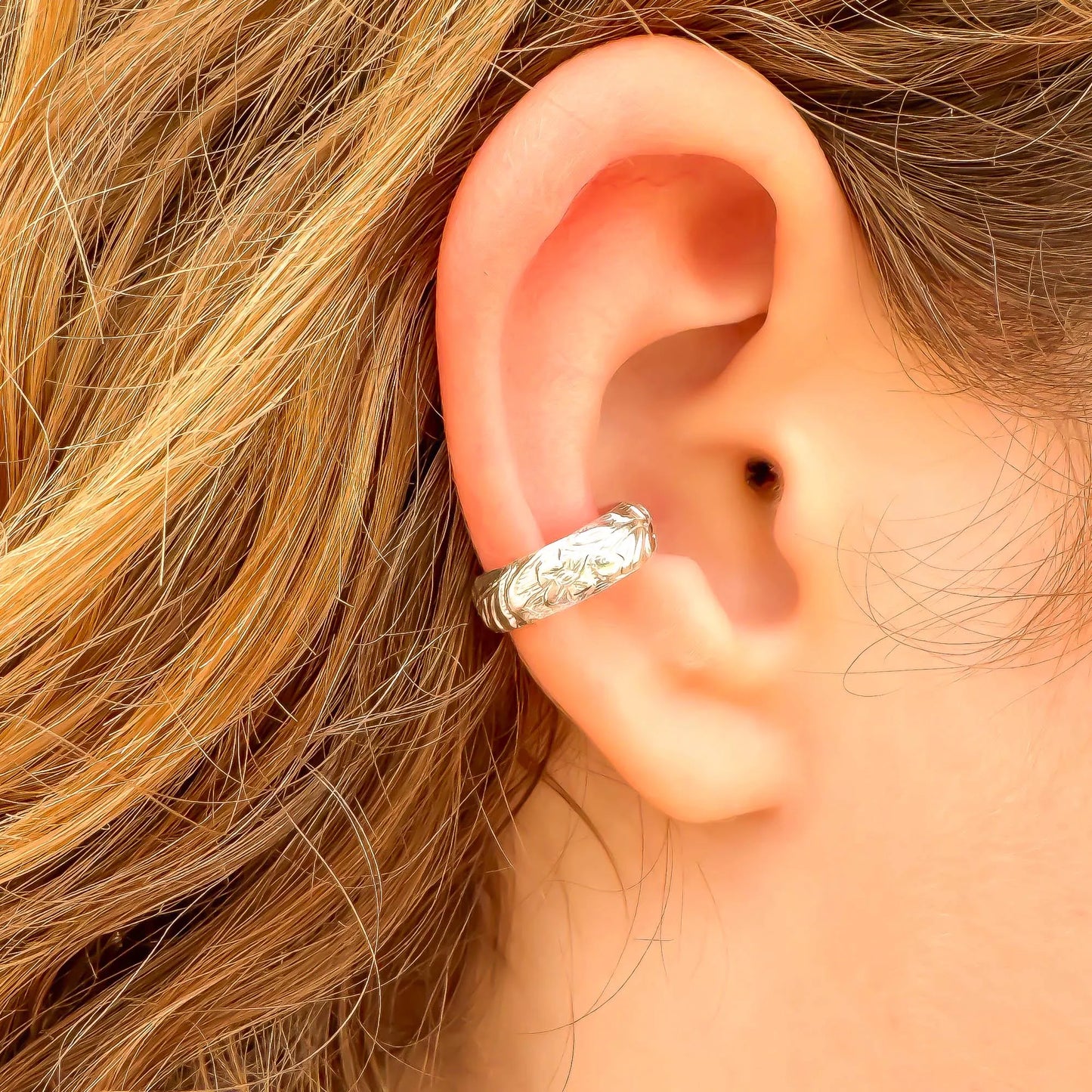 Floral Ear Cuff Conch, Sterling Silver