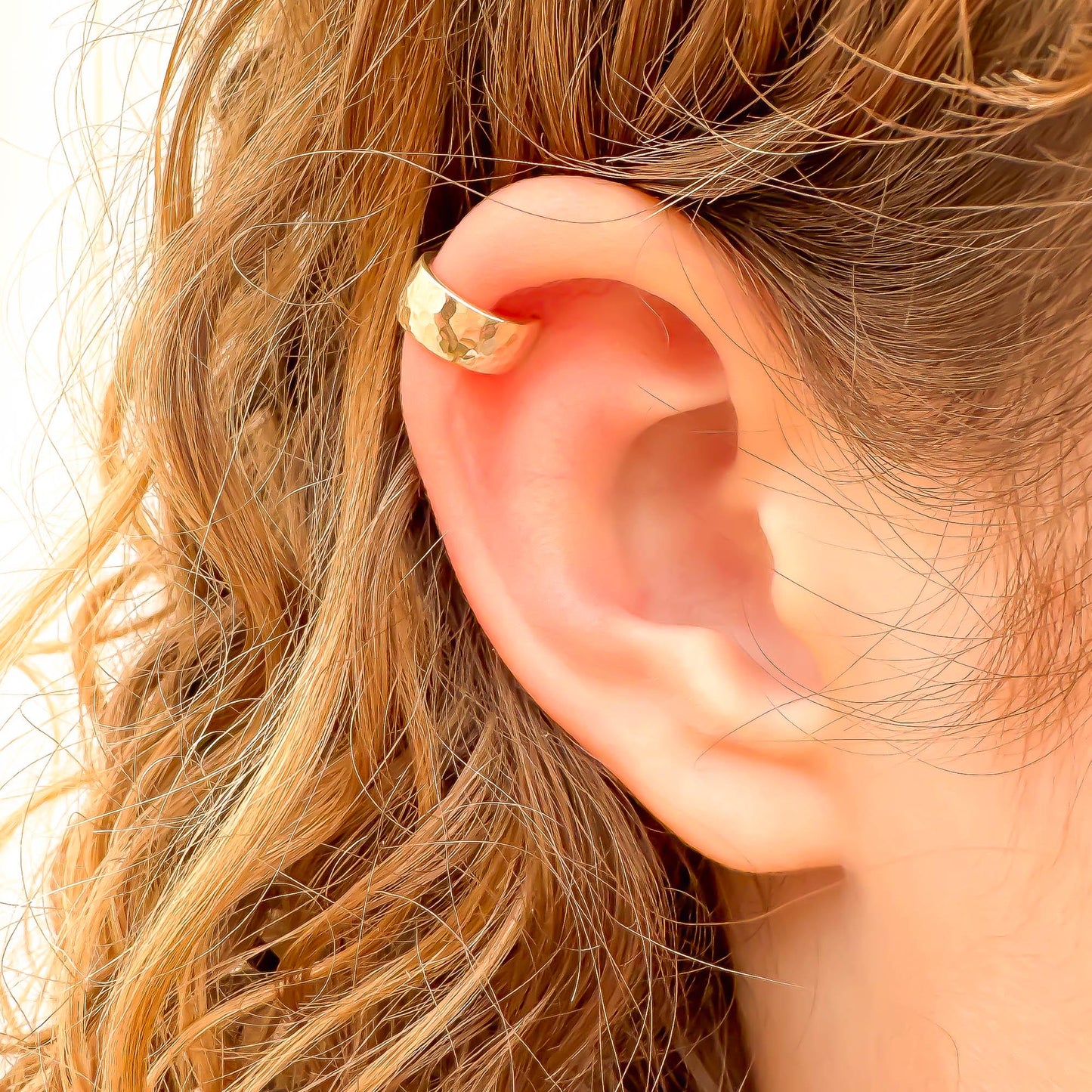 Thick Hammered Cartilage Ear Cuff, 14K Gold Filled