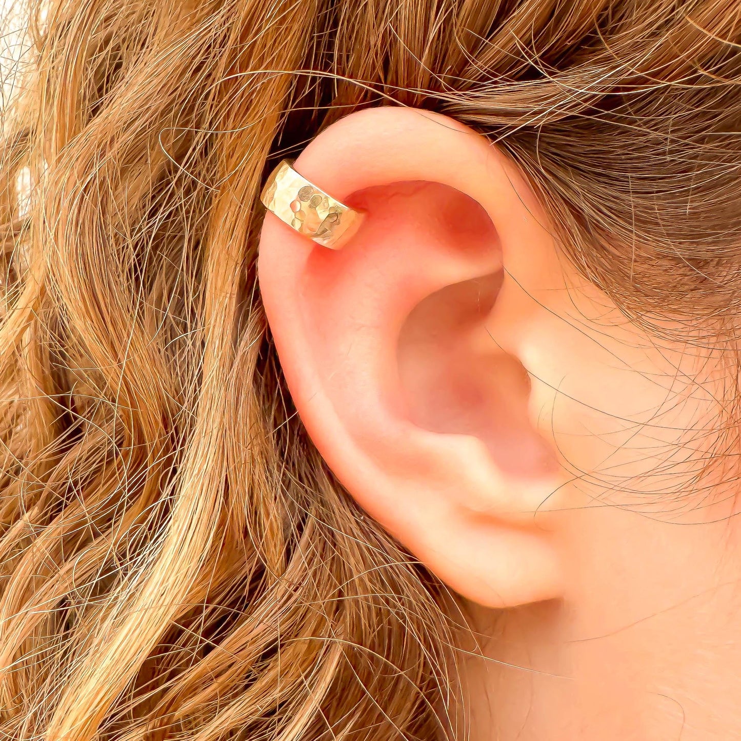 Thick Hammered Cartilage Ear Cuff, 14K Gold Filled