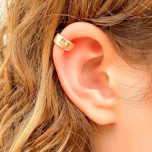 Thick Hammered Cartilage Ear Cuff, 14K Gold Filled