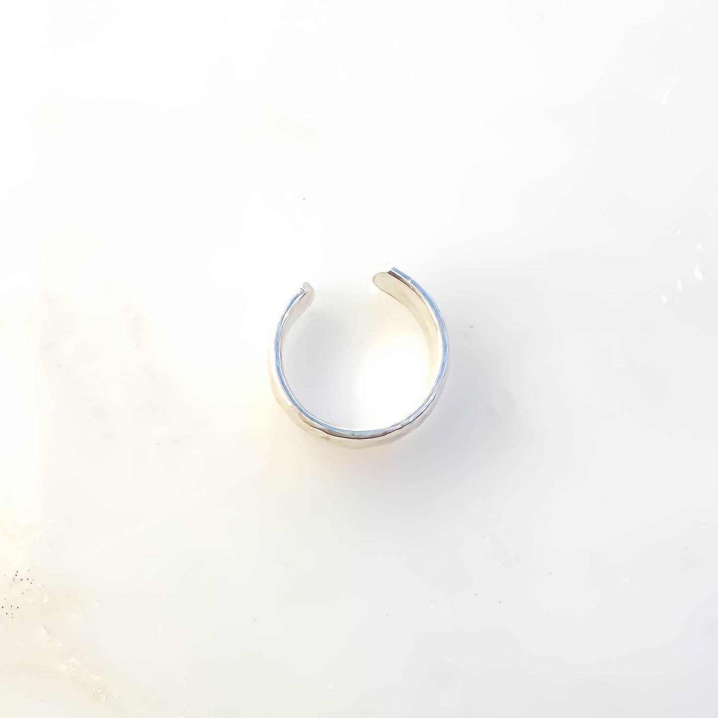 Hammered Thick Conch Ear Cuff, Sterling Silver