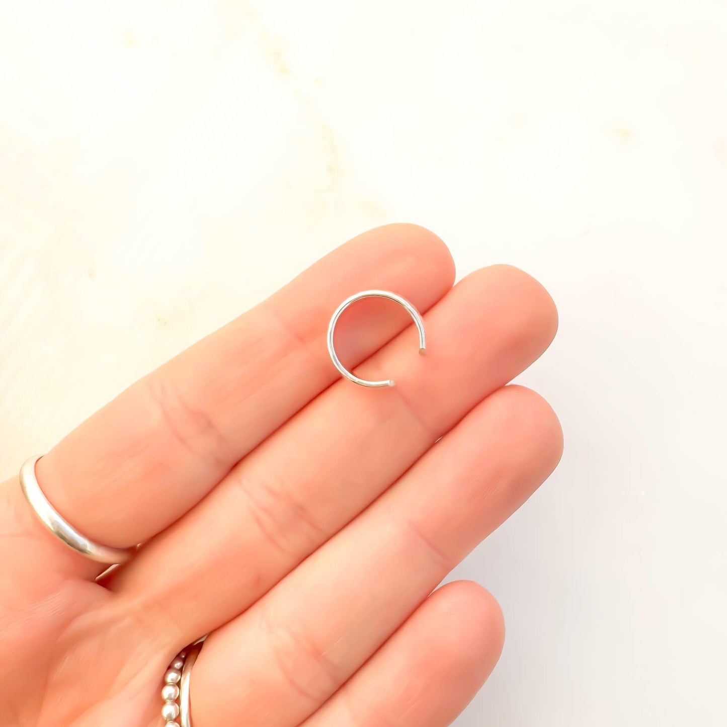 Hammered Thick Conch Ear Cuff, Sterling Silver