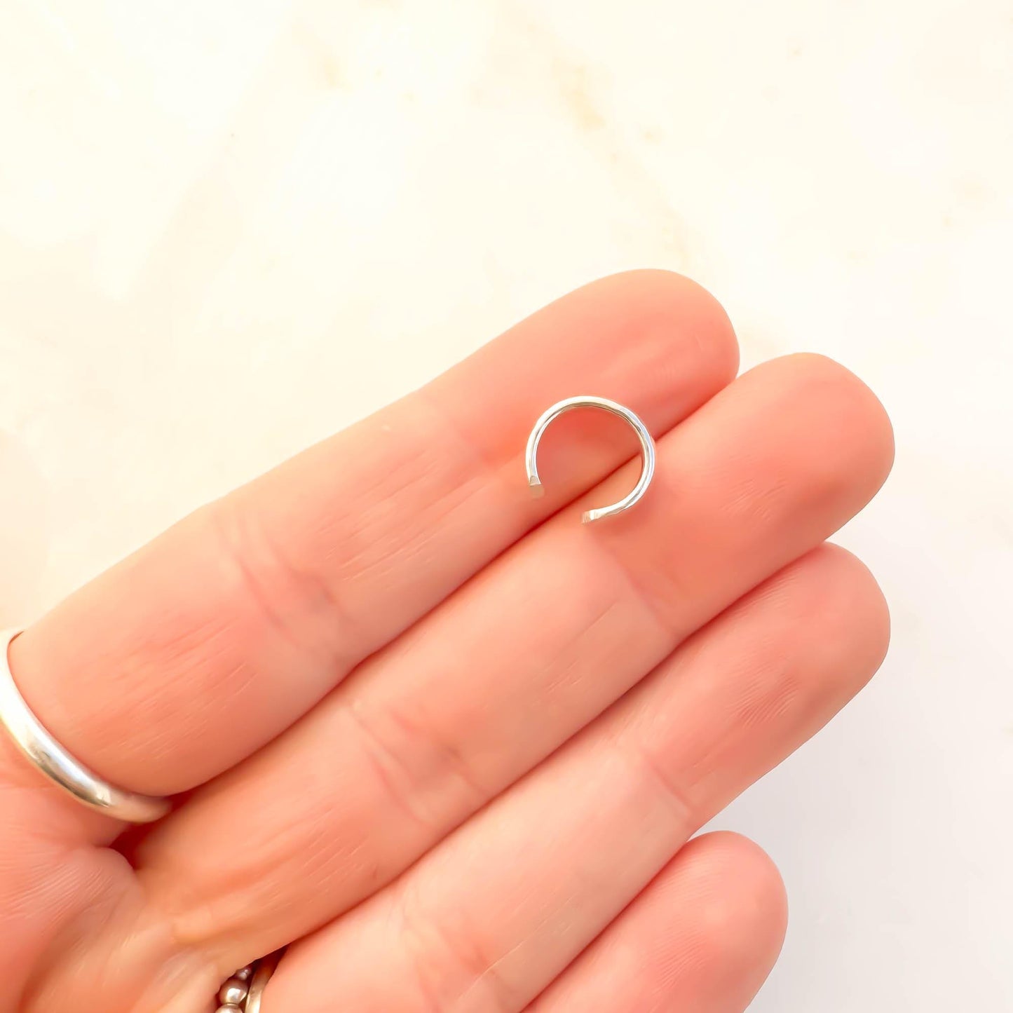 Thick Hammered Cartilage Ear Cuff, Sterling Silver